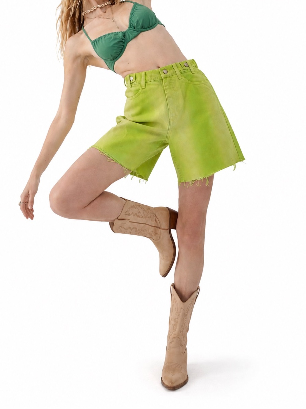 BDG Denim Shorts Longline Carpenter
Waist 24 New With Tags Green High Waisted